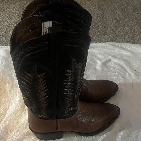 Tony Lama Black and Brown Western Boots - Picture 1 of 2